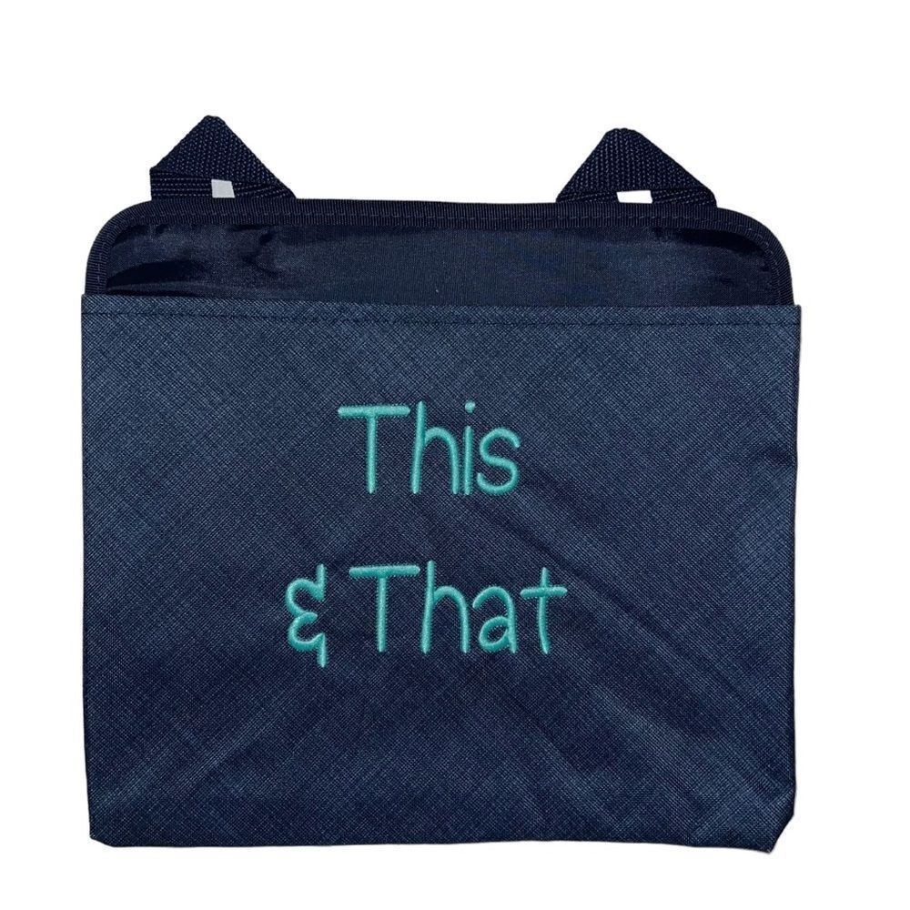 Thirty-One Oh Snap Pocket in Navy Cross Pop THIS & THAT Embroidered Bag New